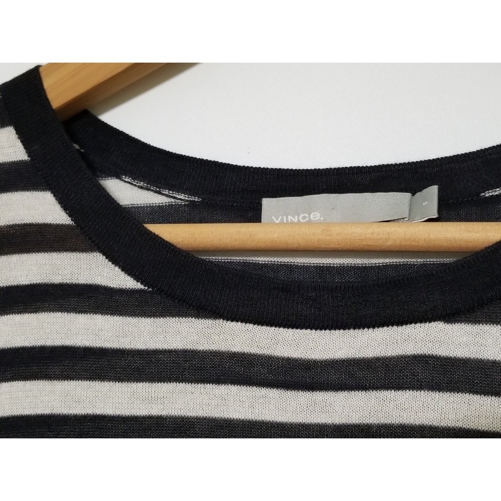 Vince Oversized Striped Crewneck Sweater Cotton Silk Cashmere NWT Size S $245 - Picture 13 of 16